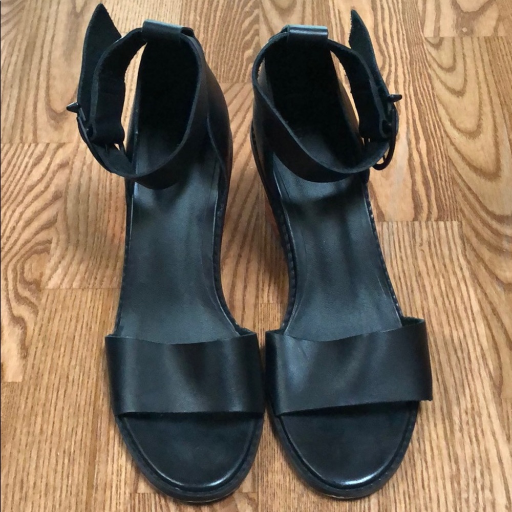 ASOS black leather, strappy heals (size 7.5)